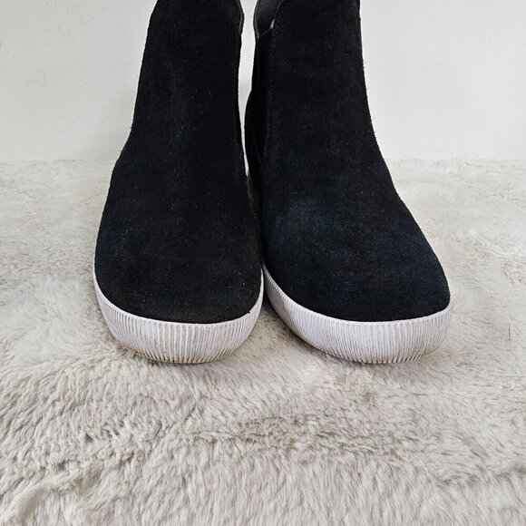 Sorel Black Athletic Pull On Fabric Hidden Wedge Skater Punk Bootie 8 - Picture 3 of 12